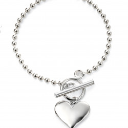 Silver Heart ball chain bracelet B5073