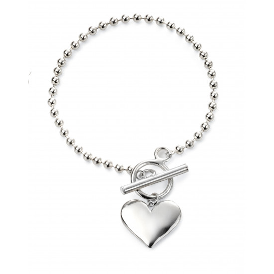 Silver Heart ball chain bracelet B5073