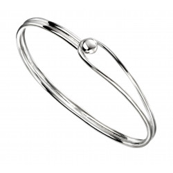 Silver Oval bangle with feature ball clasp B5079