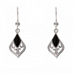 Silver Onyx Drop Earrings BP0289