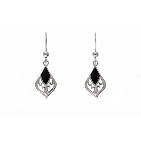 Silver Onyx Drop Earrings BP0289