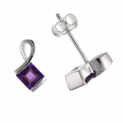 Silver Amethyst Stud Earrings BP0325