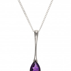 Silver Amethyst Pendant and Chain BT0047