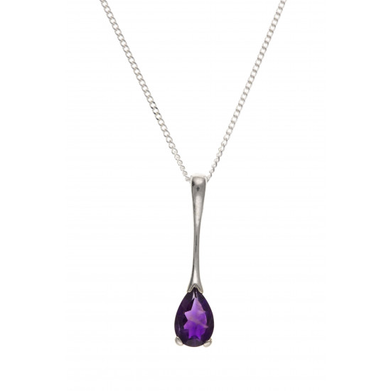 Silver Amethyst Pendant and Chain BT0047