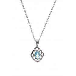 Silver Blue Topaz Pendant and Chain BT0051