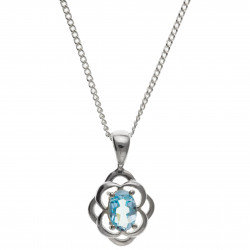 Silver Blue Topaz Pendant and Chain BT0051