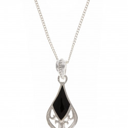 Silver Onyx Pendant and Chain BT0119