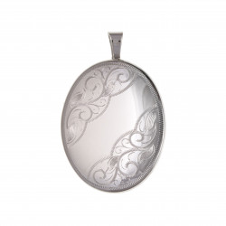 Silver Engraved Oval Locket BU0030