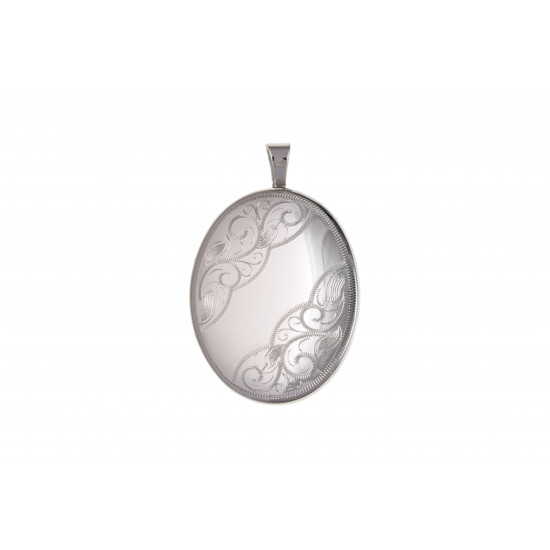 Silver Engraved Oval Locket BU0030