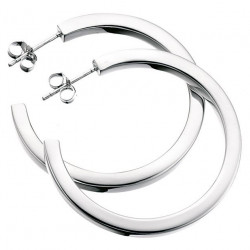 Silver Square-cut Hoop Earrings E165