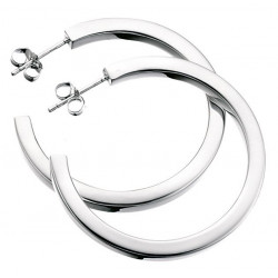 Silver Square-cut Hoop Earrings E165