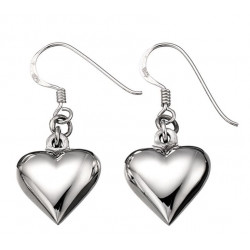 Silver Small Puffed Heart Drop Earrings E2873