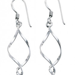 Silver Small Open Twist Drop Earrings E2913