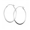 Silver Oval Flat Edge Hoop Earrings E3197