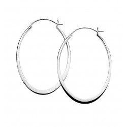 Silver Oval Flat Edge Hoop Earrings E3197