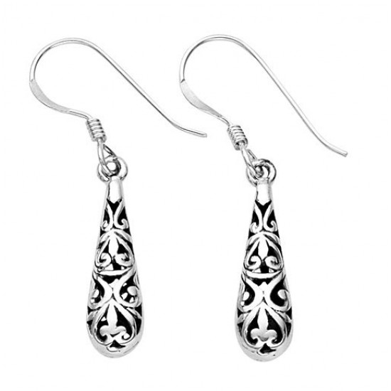 Silver Small Filigree Teardrop E3206