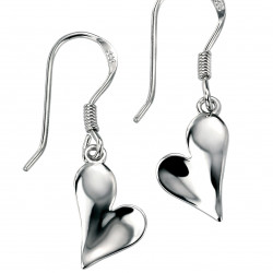 Silver Polished Heart Earrings E3334