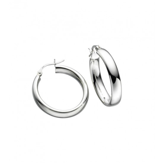 Silver Oval Tube Hoop Earrings E3739