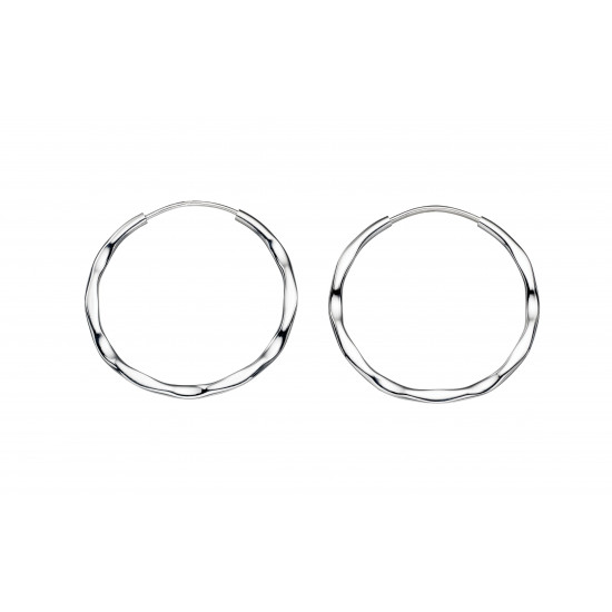 Silver Large Textured Hoop Earrings E5032