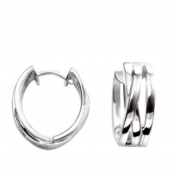 Silver Triple Band Crossover Hoop Earrings E5176