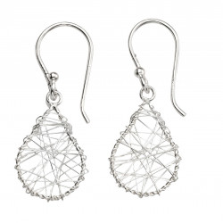 Silver Wire Wrap Teardrop Earrings E5406