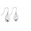 Silver Cutout Teardrop Earrings With Blue Crystals E5517L