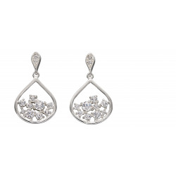 Silver Scattered Cubic Zirconia Teardrop Earrings E5673C