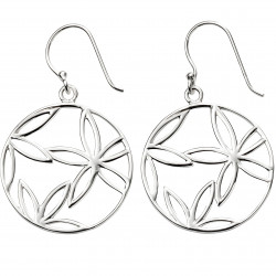 Silver Open Flower Disc Earrings E5748