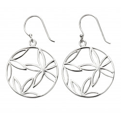 Silver Open Flower Disc Earrings E5748