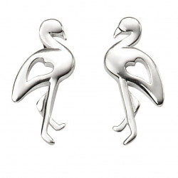 Silver Cut Out Flamingo Stud Earrings E5760