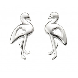 Silver Cut Out Flamingo Stud Earrings E5760