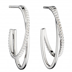 Fiorelli Silver Textured Double Hoop Earrings E5792