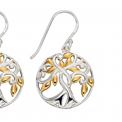 SIlver Tree Of Life Gold Plate Earrings E5808