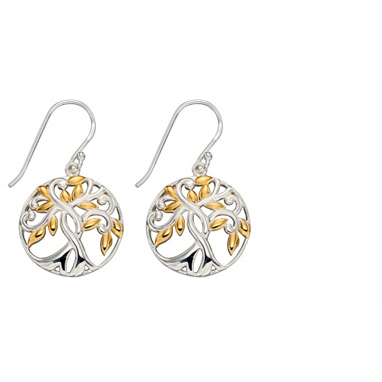 SIlver Tree Of Life Gold Plate Earrings E5808