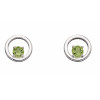 Silver Round Green Peridot Earrings E5846G