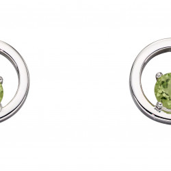 Silver Round Green Peridot Earrings E5846G