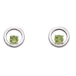 Silver Round Green Peridot Earrings E5846G