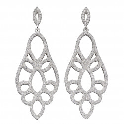 Silver Lace Effect CZ Statement Earrings E5913C