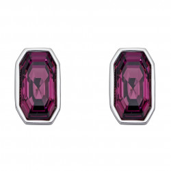 Silver Amethyst Stud Earrings With Crystals By Swarovski E5916M