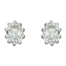 Silver Green Amethyst Stud Earrings E5936G