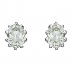 Silver Green Amethyst Stud Earrings E5936G