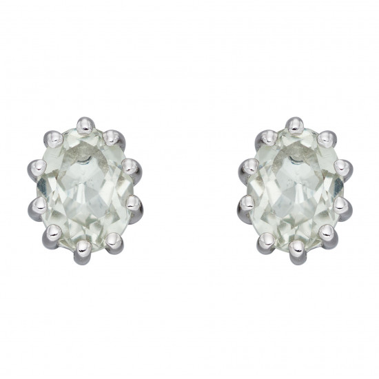 Silver Green Amethyst Stud Earrings E5936G