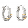 Fiorelli Silver Connected Rings Hoop Earrings with Yellow Gold Plating and CZ E5957C