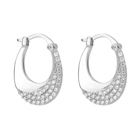 Fiorelli Knife Edge Hoop Earrings with CZ Wave F62