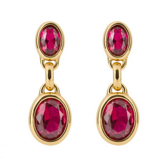 Fiorelli Fuchsia Nano Crystal Double Drop Earrings with Yellow Gold Plating F59