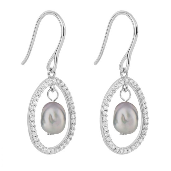 Fiorelli  Floating Freshwater Pearl Drop Earrings with Pave CZ F58