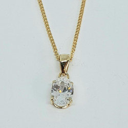 9ct Oval CZ Pendant EX142