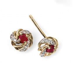 9ct Gold Ruby and Diamond Stud Earrings GE2002R