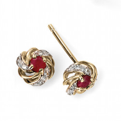 9ct Gold Ruby and Diamond Stud Earrings GE2002R