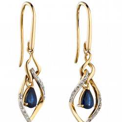 9ct Sapphire And Diamond Marquise Drop Earrings GE2274L